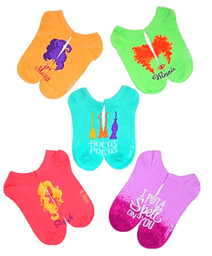 HOCUS POCUS LADIES 5 PAIR OF NO SHOW SOCKS ‘I PUT A SPELL ON YOU’ - Novelty Socks for Less