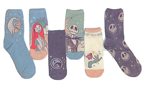 DISNEY THE NIGHTMARE BEFORE CHRISTMAS LADIES 6 Pair Of Socks Gift Set - Novelty Socks for Less