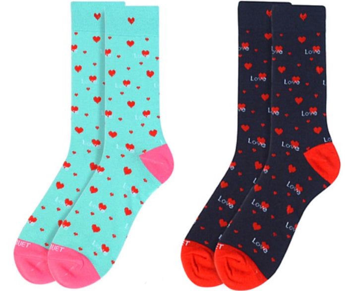 Parquet Brand Men’s VALENTINE'S DAY LOVE Socks (CHOOSE COLOR) 'LOVE' & HEARTS ALL OVER