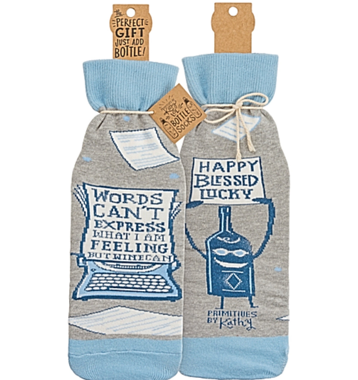 Primitives By Kathy BOTTLE SOCK ‘WORDS CAN’T EXPRESS WHAT I’M FEEING, BUT WINE CAN’ - Novelty Socks for Less