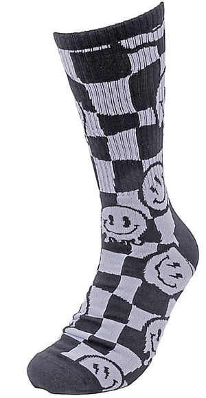 PARQUET Brand Men’s CHECKERBOARD SMILEY FACE Socks (CHOOSE COLOR) - Novelty Socks for Less