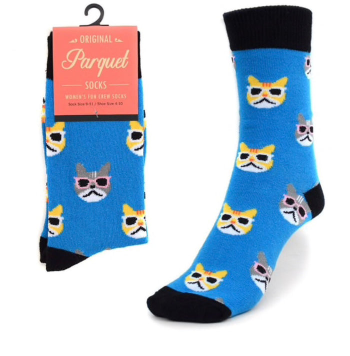 Parquet Brand LADIES COOL CATS Socks CATS IN SUNGLASSES