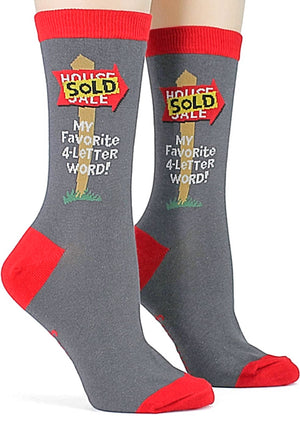 FOOT TRAFFIC Brand Ladies REALTOR REAL ESTATE Socks - Novelty Socks for Less