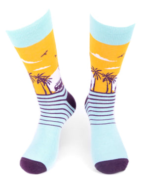 PARQUET BRAND MEN’S TROPICAL SUNSET SOCKS - Novelty Socks for Less