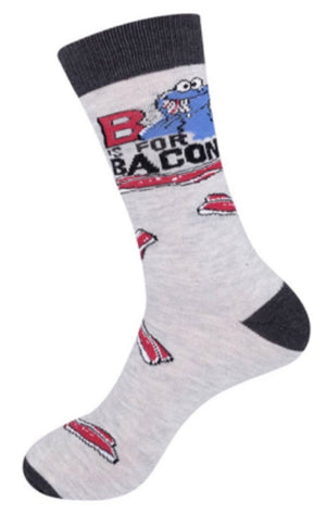 SESAME STREET Mens COOKIE MONSTER Socks 'B IS FOR BACON' - Novelty Socks for Less