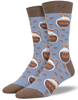 SOCKSMITH Brand Men’s COFFEE Socks ‘POT HEAD’ - Novelty Socks for Less