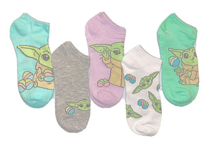 STAR WARS BABY YODA Ladies EASTER 5 Pair Of No Show Socks - Novelty Socks for Less