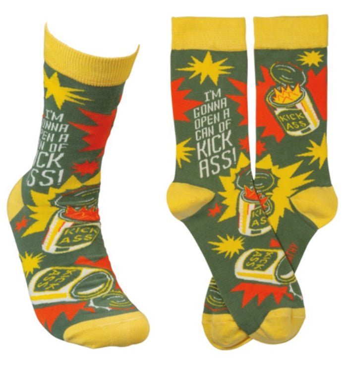 PRIMITIVES BY KATHY Brand Unisex ‘I’M GONNA OPEN A CAN OF KICK ASS’ Socks