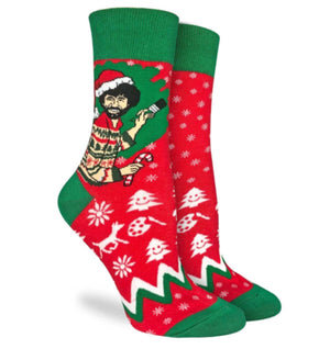 BOB ROSS Ladies CHRISTMAS Socks GOOD LUCK SOCK Brand - Novelty Socks for Less
