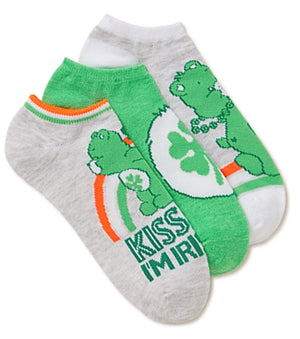 CARE BEARS Ladies 3 Pair Of ST. PATRICKS DAY No Show Socks ‘KISS ME I’M IRISH-ISH’ - Novelty Socks for Less