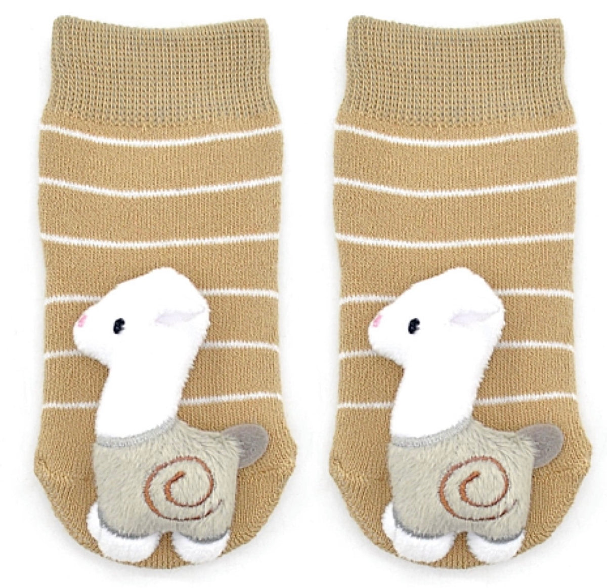 BOOGIE TOES Unisex Baby LLAMA RATTLE GRIPPER BOTTOM SOCKS By PIERO LIVENTI - Novelty Socks for Less