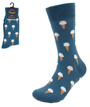 PARQUET Brand Men’s VANILLA ICE CREAM CONES Socks - Novelty Socks for Less