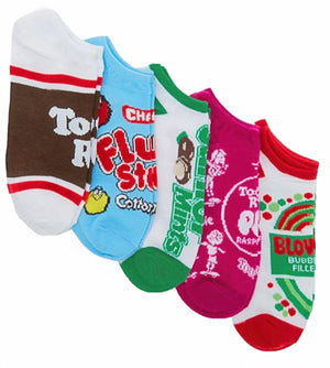 TOOTSIE POP Ladies 5 Pair Of No Show Socks JUNIOR MINTS, FLUFFY STUFF COTTON CANDY - Novelty Socks for Less