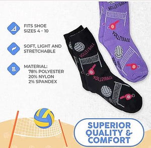 FOOZYS BRAND Ladies 2 Pair VOLLEYBALL Socks - Novelty Socks for Less