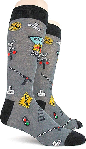 FOOT TRAFFIC Mens RAILROAD/TRAIN Socks - Novelty Socks for Less