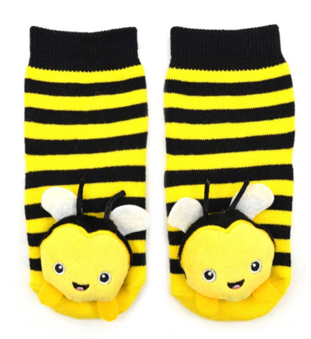 BOOGIE TOES Baby Unisex BUMBLE BEE Rattle GRIPPER BOTTOM Socks - Novelty Socks for Less