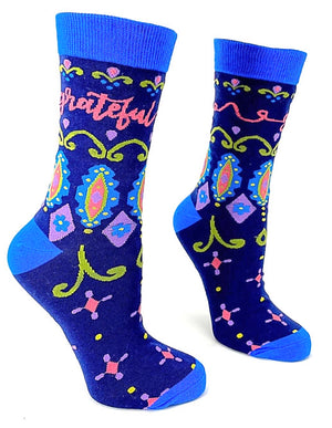 FABDAZ Brand Ladies GRATEFUL Socks - Novelty Socks for Less