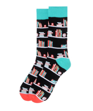 PARQUET BRAND Men’s STACK OF BOOKS ON SHELVES - Novelty Socks for Less