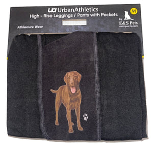 URBAN ATHLETICS Ladies CHOCOLATE LABRADOR High Rise Leggings With Pockets E&S Pets - Novelty Socks for Less