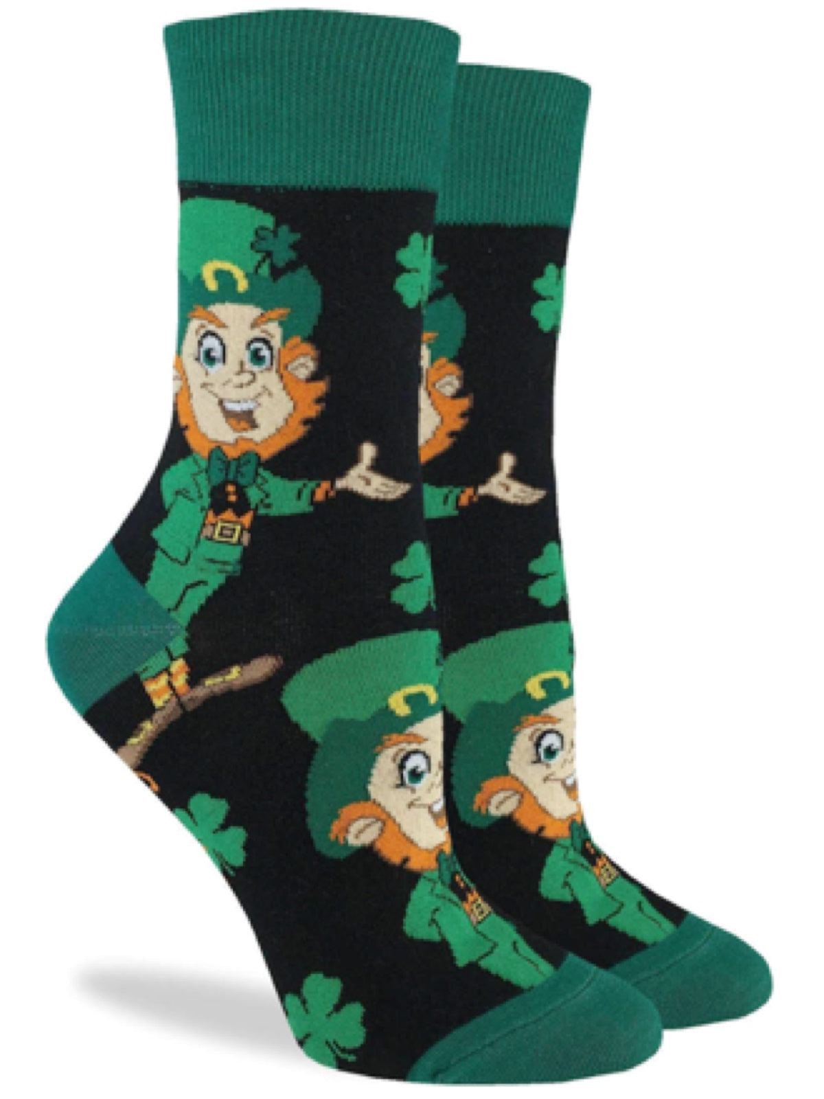 GOOD LUCK SOCK LADIES SAINT PATRICKS DAY SOCKS LEPRECHAUN & SHAMROCKS - Novelty Socks for Less
