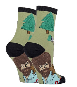 OOOH YEAH BRAND Ladies BOB ROSS FUZZY HAIR & TREES SOCKS - Novelty Socks for Less