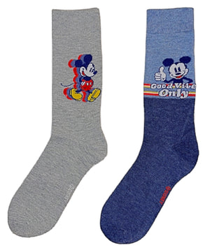 DISNEY Men’s 2 Pair Of MICKEY MOUSE Socks ‘GOOD VIBES ONLY’ - Novelty Socks for Less