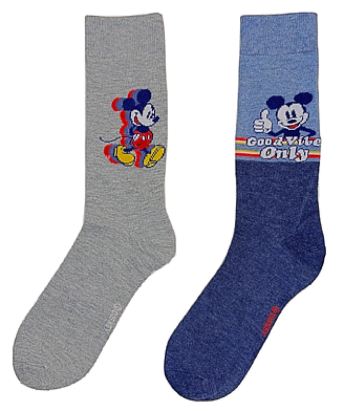 DISNEY Men’s 2 Pair Of MICKEY MOUSE Socks ‘GOOD VIBES ONLY’