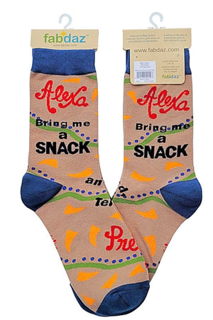 FABDAZ Brand Ladies ‘ALEXA BRING ME A SNACK’ Socks - Novelty Socks for Less