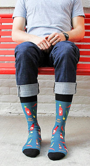 FOOT TRAFFIC Mens HOT SAUCE & PEPPERS - Novelty Socks for Less