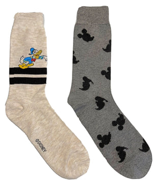 DISNEY Men’s 2 Pair Of MICKEY MOUSE & DONALD DUCK Socks - Novelty Socks for Less