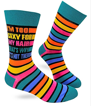 FABDAZ BRAND MEN’S Socks ‘I’M TOO SEXY FOR MY HAIR THAT ‘S WHY IT’S NOT THERE’ - Novelty Socks for Less