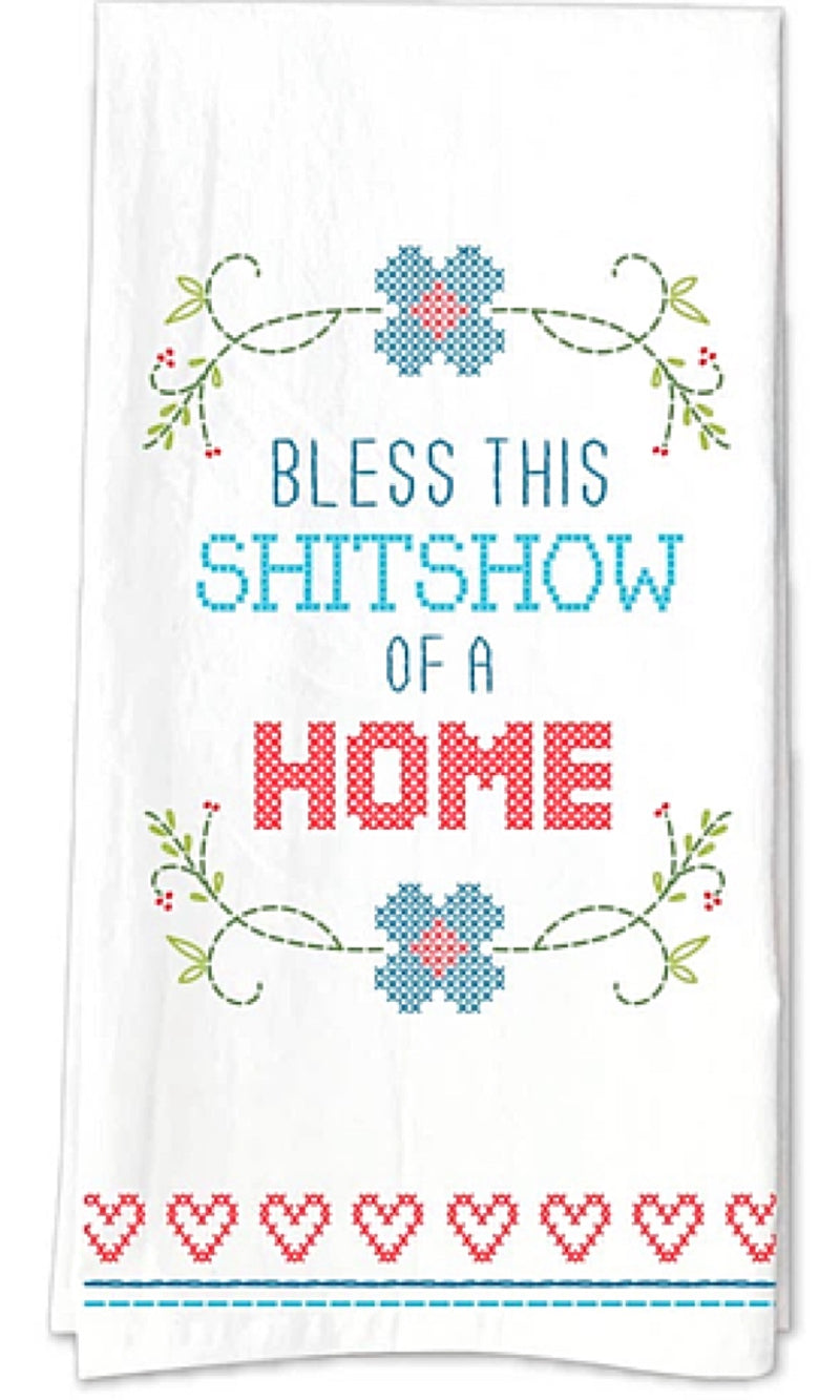 Welcome to the Shitshow Tea Towel, Dish Towel, Waffle Weave, Kitchen Towel,  Personalized Tea Towel, Housewarming gift, Custom Kitchen Towel