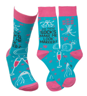 PRIMITIVES BY KATHY Unisex ‘DO THESE SOCKS MAKE ME LOOK MARRIED?’ - Novelty Socks for Less