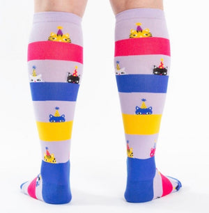 SOCK IT TO ME Ladies Knee High ‘HAPPY PURRDAY’ CATS - Novelty Socks for Less