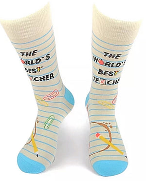 PARQUET Brand Men’s THE WORLD’S BEST TEACHER’ Socks - Novelty Socks for Less