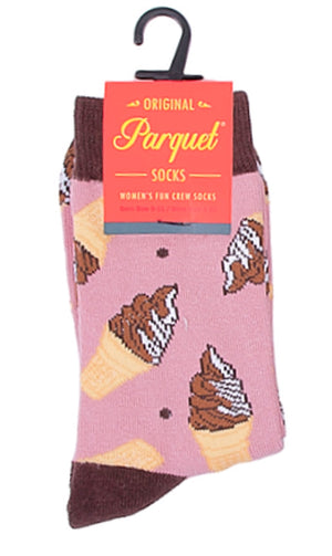 PARQUET Brand Ladies CHOCOLATE VANILLA SWIRL ICE CREAM CONE Socks - Novelty Socks for Less