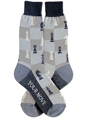 FOOT TRAFFIC Brand Men’s CHESS Socks ‘YOUR MOVE’ - Novelty Socks for Less